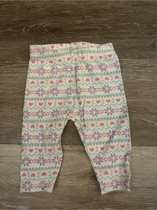 Carter's Child of Mine Heart & Fair Isle Newborn Leggings - Pink, Purple, Mint