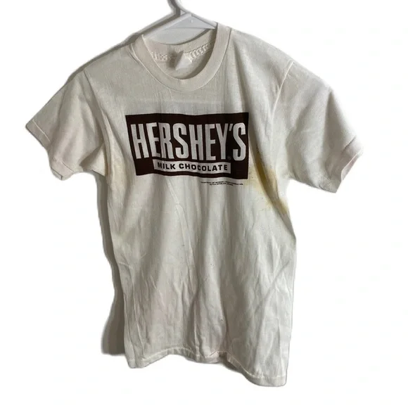 Vintage Hershey’s Milk Chocolate T-shirt Small Kids White Brown 1980s