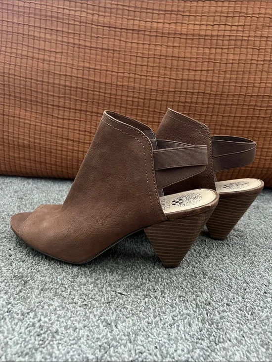 Vince Camuto Women's Brown Suede Peep-Toe Booties