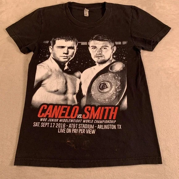 Canelo vs Smith Shirt Boys Large Black 2016 Boxing Fight WBO AT&T‎ Stadium Tee