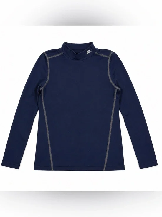 Starter Youth XS Compression Shirt Navy Blue Mock Neck Athletic Performance Long