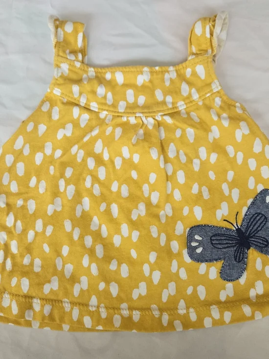 Carter's Yellow & White Polka Dot Tank with Blue Butterfly Patch