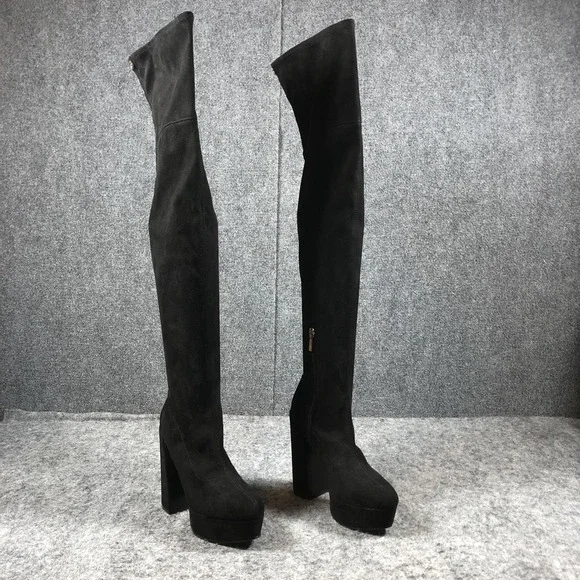 Guess Black Faux‎ Suede Platform Boots Womens 6.5 OTK Heels