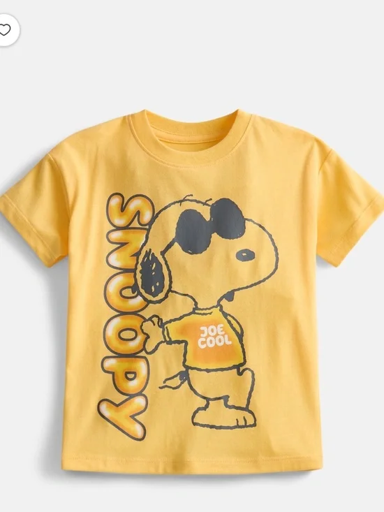Peanuts Snoopy Toddler Unisex Yellow Dijon Short Sleeve Graphic Tee Shirt Size 5
