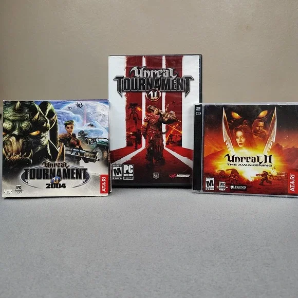 Unreal Tournament PC Game Lot (3) 2004 The Awakening Atari Midway Mature Shooter