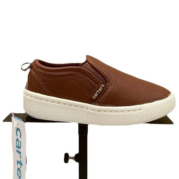 Carters Toddler Boys Slip-on Ricky Casual Shoes Size 7 Brown Lightweight Sneaker