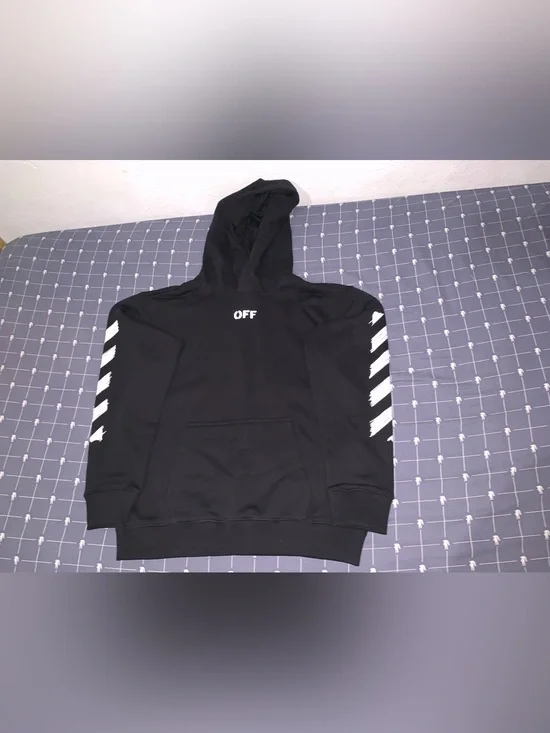 Off-White Diagonal Stripe Hoodie Black Size: 8/Small