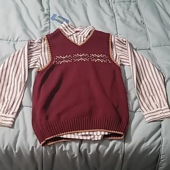 GYMBOREE Maroon Shirt & Vest Combo Boys Size 10 NWT‎