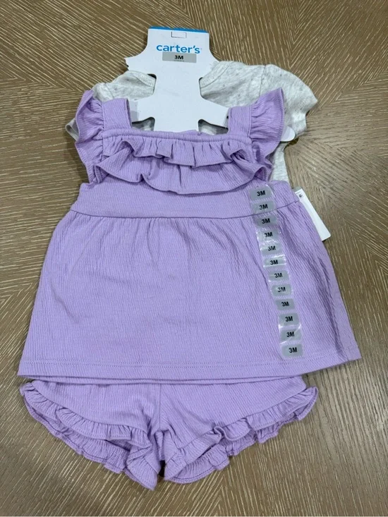 Carter's Baby Girl 3m NWT Lavender Ruffle Tank & Shorts Set “mommy’s mini”