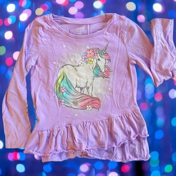 Carter's Floral Unicorn Graphic Tee Long Sleeve