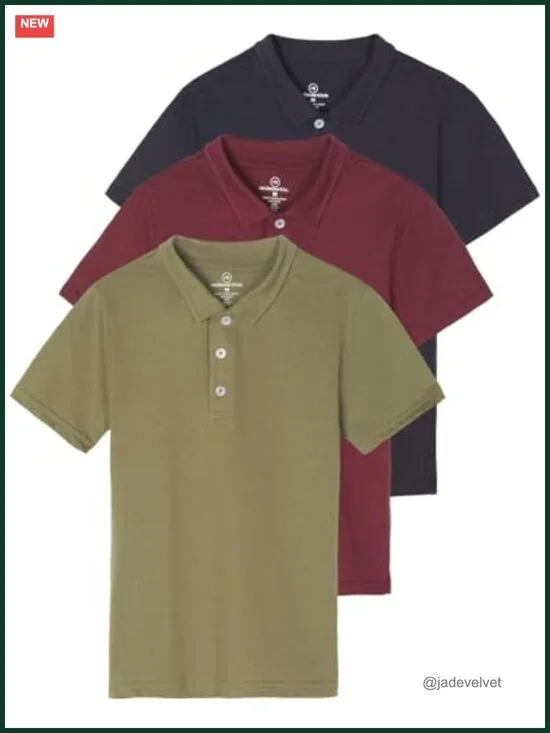 3 Pack Boys' Short Sleeve Jersey Cotton Polo Shirts - Uniform Youth Dress Shirt