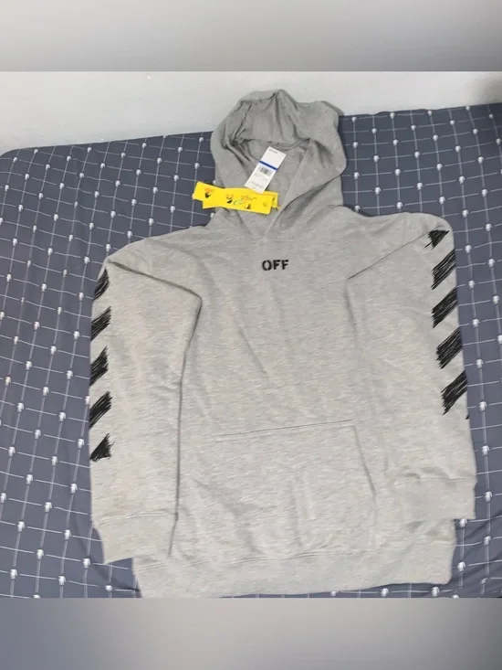 Off-White Kids Marker Diag Hoodie Grey Size: 16/X-Large