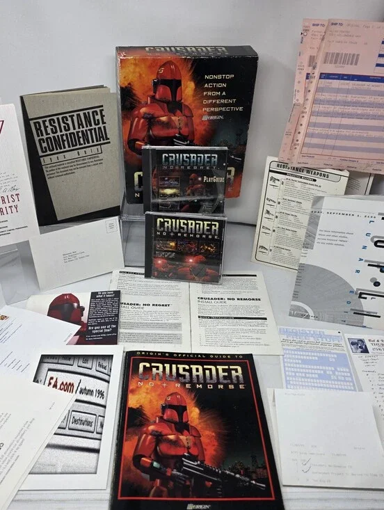 TIME CAPSULE Crusader No Remorse PC Big Box Complete CIB + No Regret Game LOT
