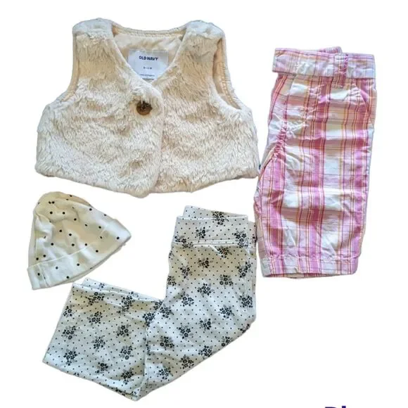 Baby Girl's Vest, Pants, & Hat Set, 9-12 Month