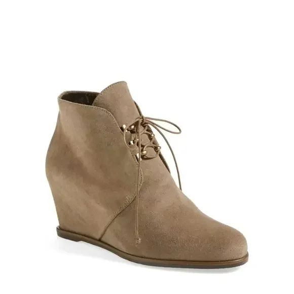 Stuart Weitzman Kalahari Suede Goatskin‎ Leather Wedge Ankle Bootie Boots Size 9