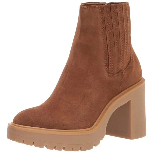 Dolce Vita Women's Caster Fashion Boot, Camel Suede H2O, 9.5
