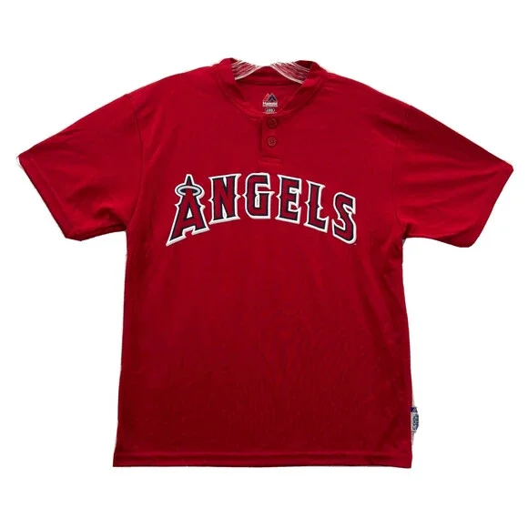 Los Angeles Angels Shirt Boys Large Red MLB Jersey Youth Sports Majestic Tee New