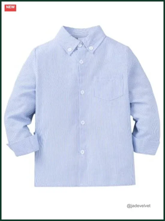 Boys Dress Shirt Collared Button Down Long Sleeve Oxford Cotton