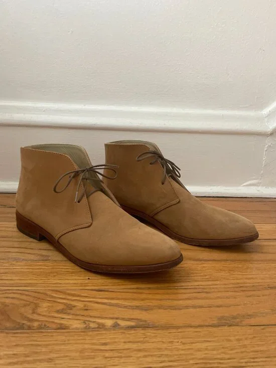 Nisolo Isa Women’s Tan Beige Leather Lace Up Chukka Booties