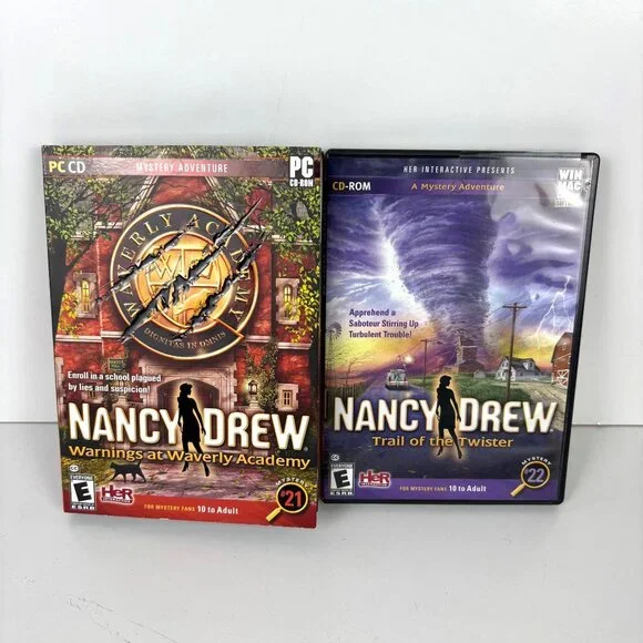 2 Nancy Drew Mystery Adventure PC CD-ROM Warnings At Waverly Trail Of The Twiste