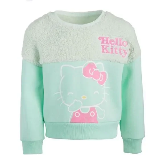 Little Girl Hello Kitty Long Sleeve Sherpa Fleece Pullover Sweatshirt‎ Size 5