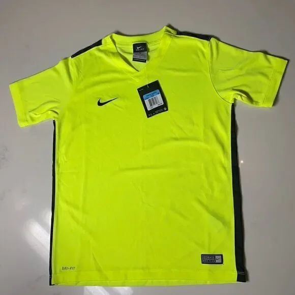 Nike Youth Unisex Soccer Shirt Size Medium NWT Neon Yellow with Black Accents