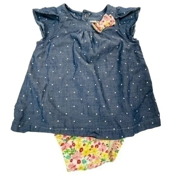 Carter’s Summer Dress with Diaper Bloomer | Baby 3-6 months | Polka Dot - Floral