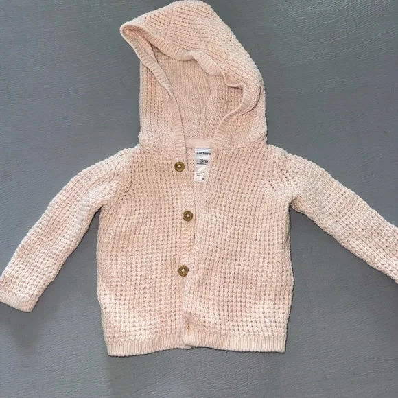 Carter's Soft Pink‎ Knit Hooded Cardigan