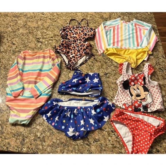 Toddler Girls Swimsuit Bundle 2T (8 Pieces)