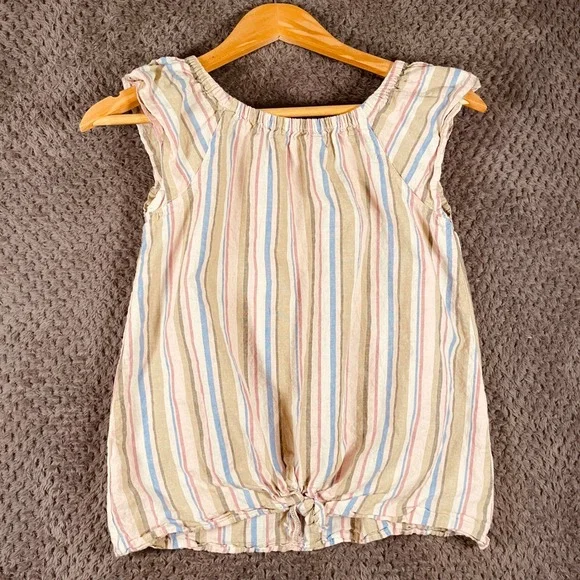 Carter's‎ Girl's Short Sleeve Top Size 14 Linen Blend Striped Casual Vacation