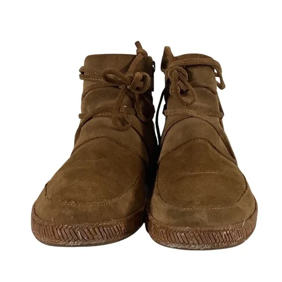 UGG Simmens Brown Suede Moccasin Ankle Boots 1019129 Womens 7.5 Flat Zip Brown