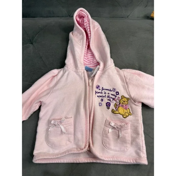 Disney‎ Baby Winnie the Pooh Pink Zip Up Hoodie Sweatshirt 0-3M YNG30-705B