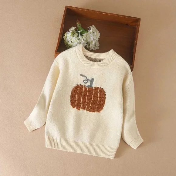Pumpkin Spice Girls Boys Autumn Knitted Sweater for fall Thanksgiving‎ Size 5T