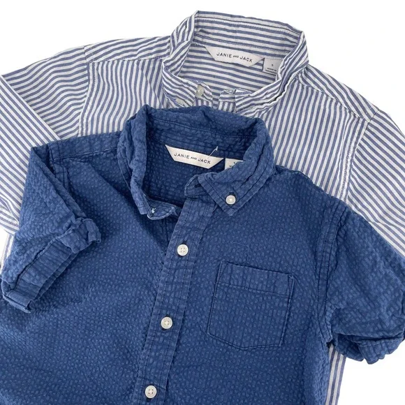 BUNDLE Janie and Jack Button-Up Shirt Striped‎ Casual Cotton Size 5