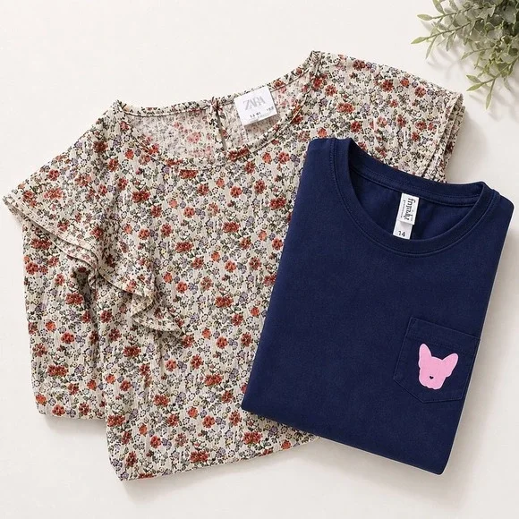 ZARA Girls Floral Blouse 11-12Y‎ + Franki Long Sleeve Top Size 14 Bundle