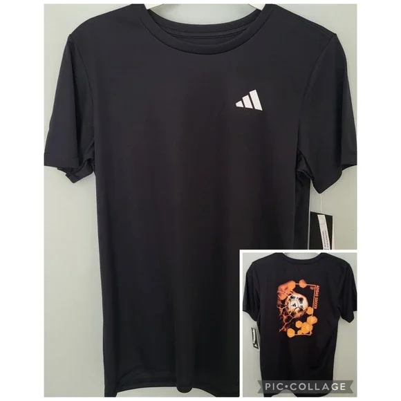 Adidas Youth Boys‎ L 14/16 Soccer Heat Map Short Sleeve T-shirt Black Graphic...