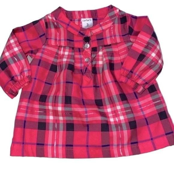 Carters pink plaid shirt 3 months new without tags