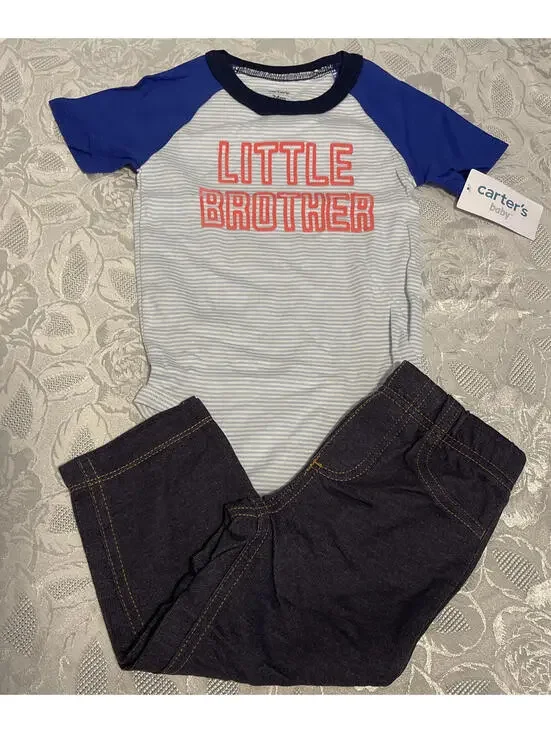 Carters Baby Boys Size 24 Month Little Brother Outfit NWT! A2828