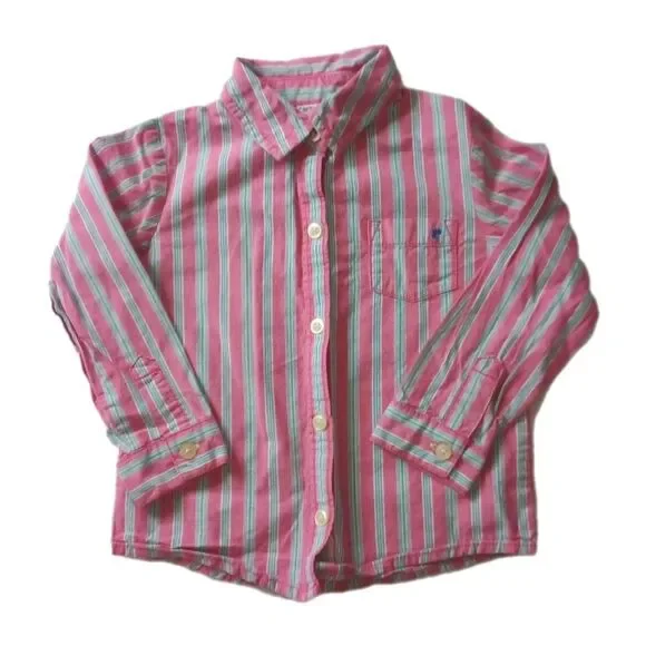 Carters Pink Striped Button Down Top sz 2T Toddler Girl