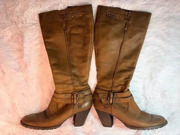 Born Brown Leather Knee-High Boots Size 8.5 Women's