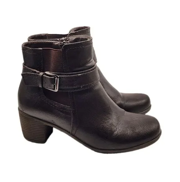 CROFT & BARROW KOHLS WOMENS 7.5 BROWN ZIP HEELED ORTHOLITE BOOTS PREPPY WORK