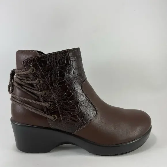 Alegria Stevee Boots Womens Size 38, US Size 8-8.5 Brown Embossed Floral STE-796