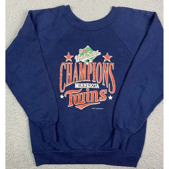 Vintage Minnesota Twins‎ Sweater MLB Baseball World Series Kids Youth Large Crew