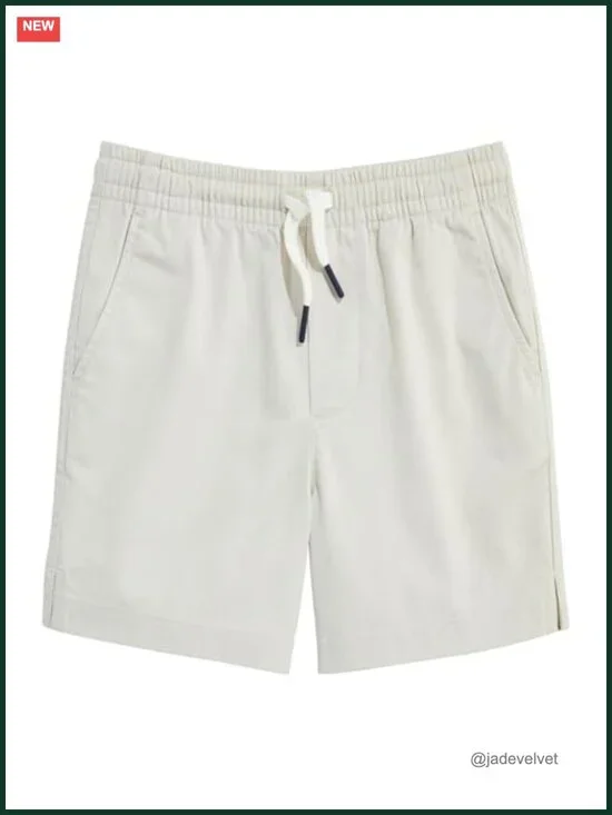 Kids Pull on Chino Shorts Cotton Spandex Loose Fit Drawstring