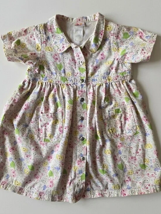 Vtg 1999 Carters x Yoko Ono Lennon Toddler Girl Dress Whimsical Kidcore Artcore