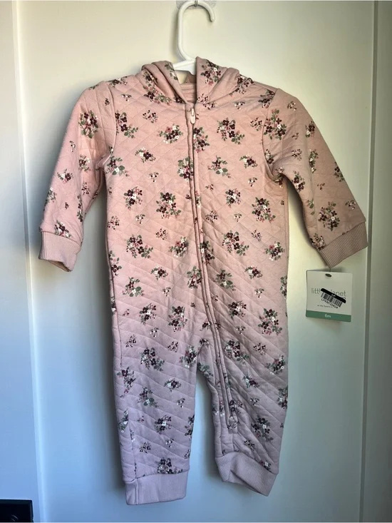 Carter’s Little Planet Quilted Floral Hooded Romper | 6 Months | NWT