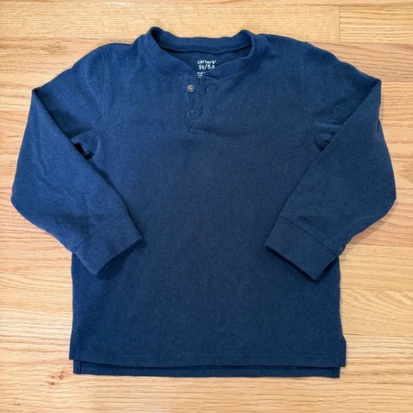 Navy Blue Long Sleeve Henley Shirt