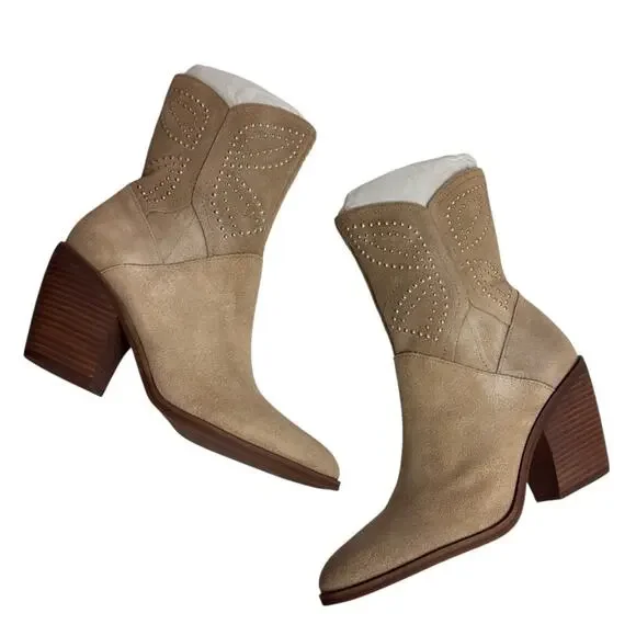 LUCKY BRAND WOMEN'S LAKELON WESTERN BOOTIE ANKLE BOOT SIZE 8.5 DUNE BRAND NEW
