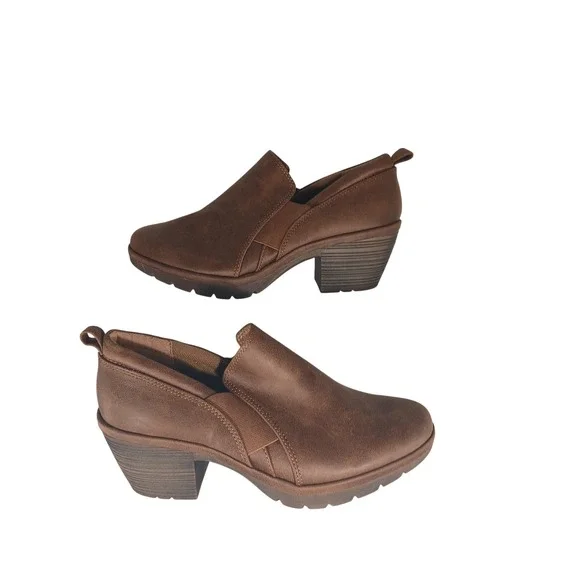 Eurosoft Slip On Booties 9.5M Brown Block Heel Lug Sole Shooties ES0014000