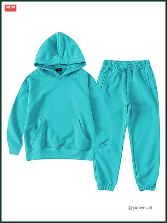 Boys Hooded Tracksuit Pullover Sweatshirt Jogging Pants Set 2 Piece Sweatsuit